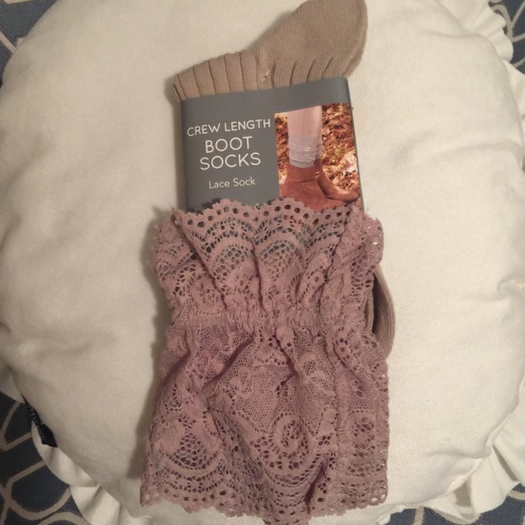 Lacey Beige Crew Length Socks - Picture 1 of 3